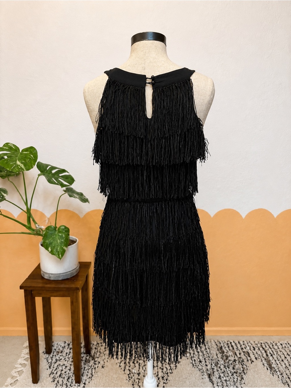 Point Black Fringe Mini Dress, Flapper - Picture 2 of 6